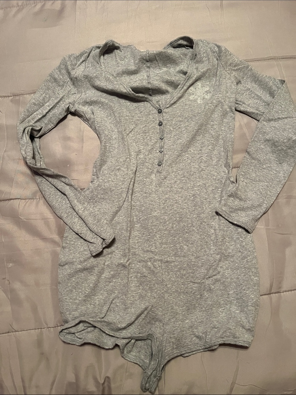 Victoria's Secret Heather Gray Long-Sleeve Henley Romper